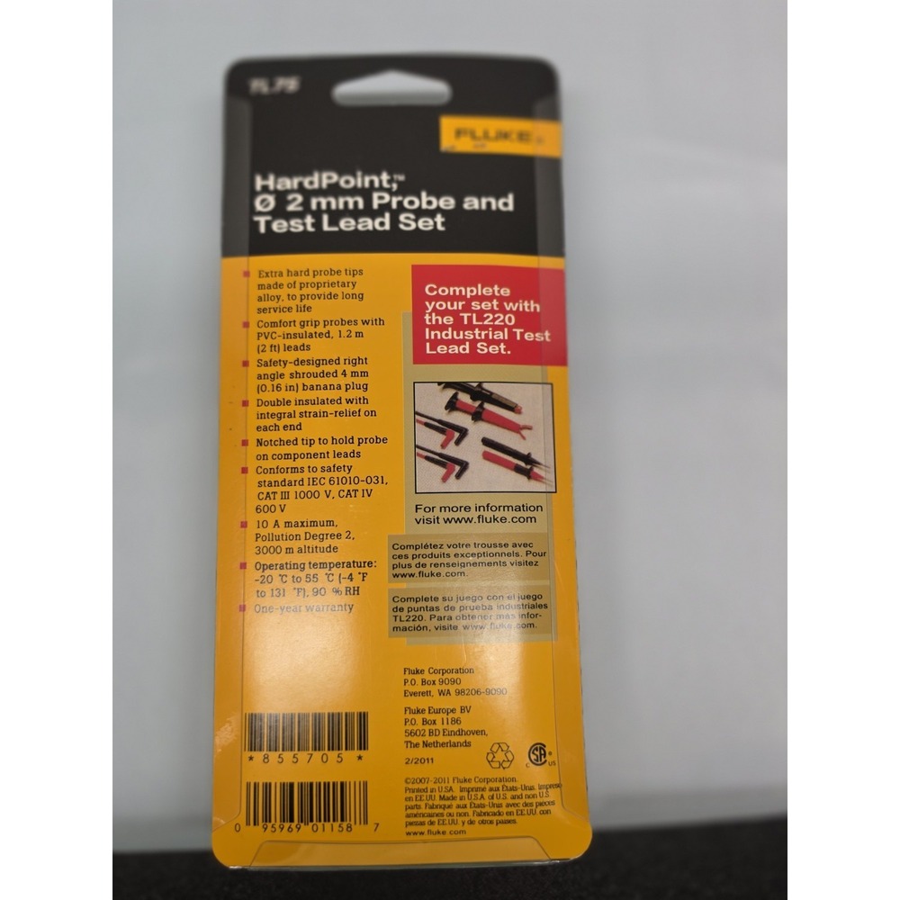 🇺🇸Genuine Fluke TL75 Hard Point 2mm Probe & Test Lead Set 🇺🇸 FREE SHIP - Picture 4 of 6